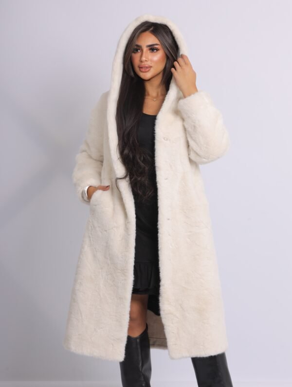 Long fur coat with hood