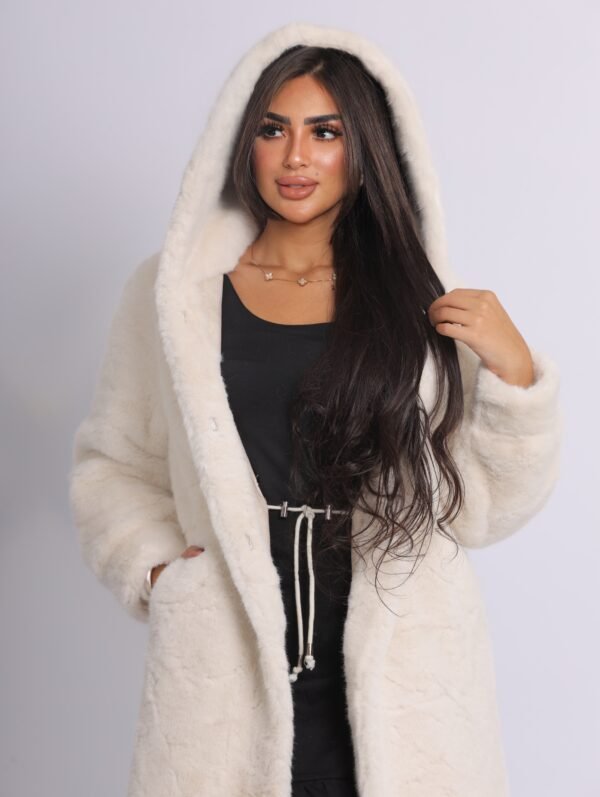Long fur coat with hood