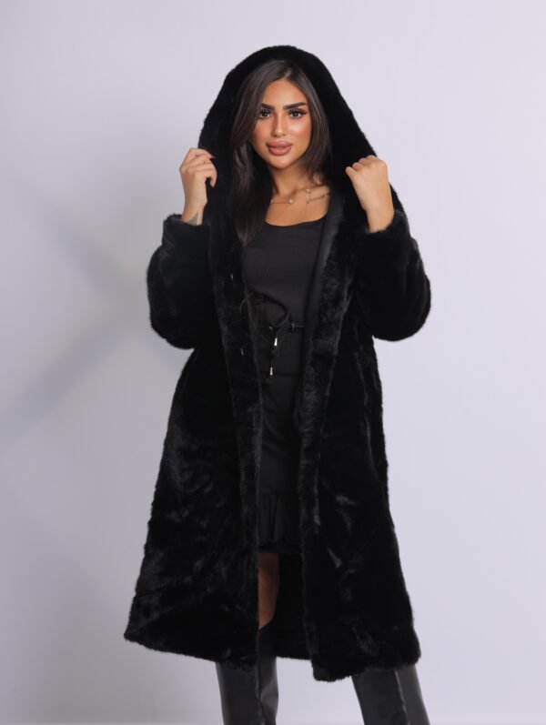 Long fur coat with hood
